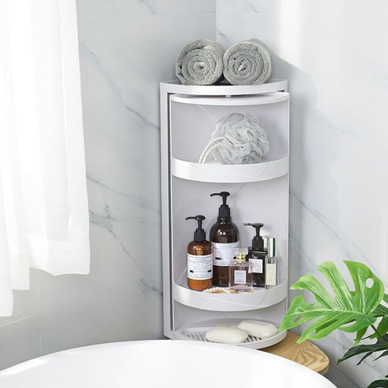 Bathroom 360 Degree Rotating Triangle Shelf