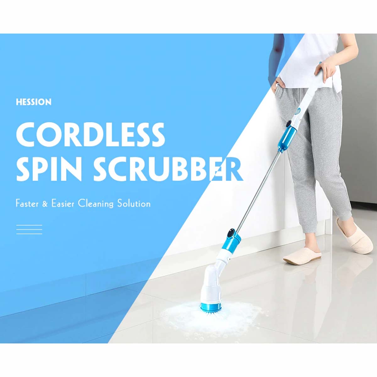 ELECTRIC POWER CLEANING SCRUBBER WITH EXTENSION HANDLE