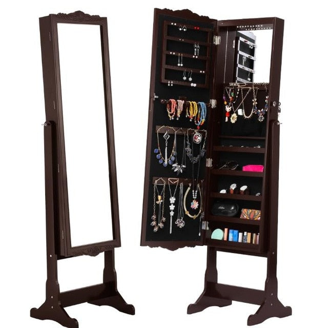 Jewelry Armoire Organizer with Full Mirror